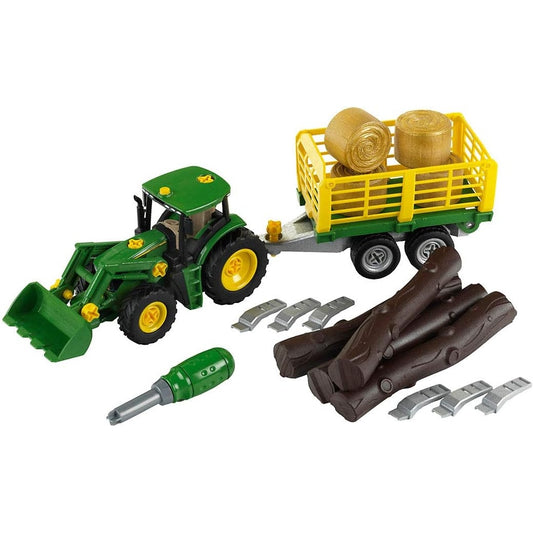 Theo Klein - John Deere Tractor With Logs & Haywagon Toy Set