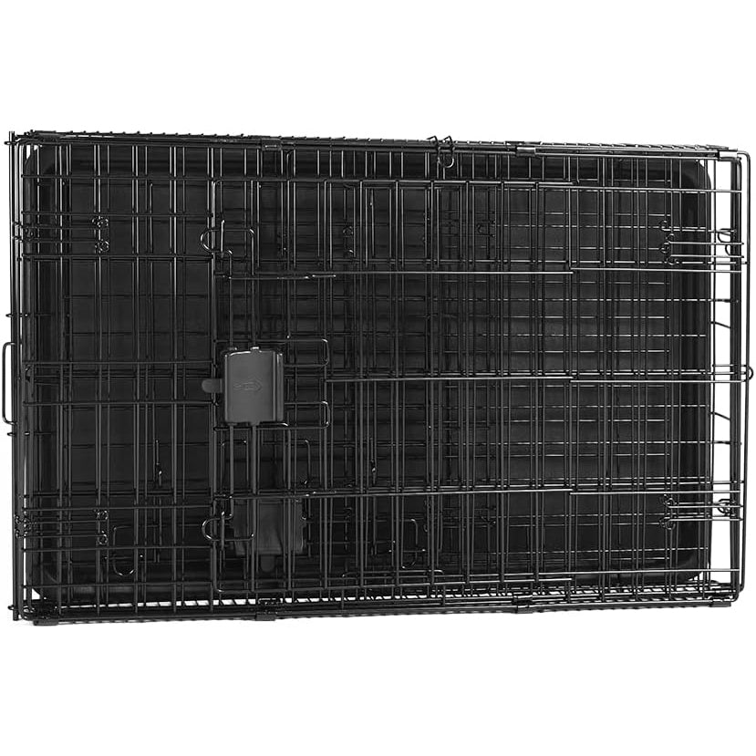 Amazon - Basics Foldable Metal Dog Crate, Double Door, 30 Inch, Black