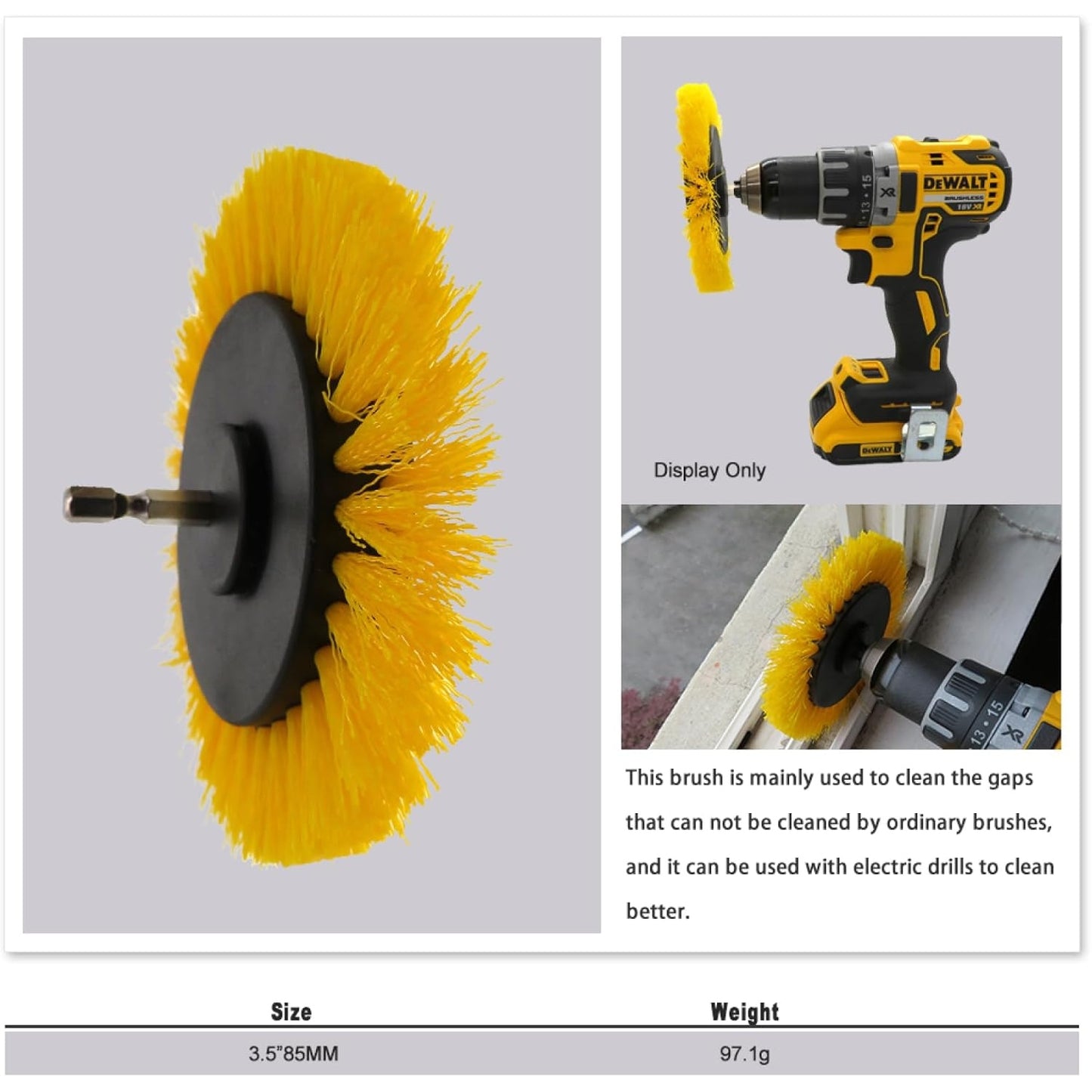 Neflum - 3.5" Drill Cleaning Brush With 1/4" Shank For Carpets, Kitchen, Bathrooms