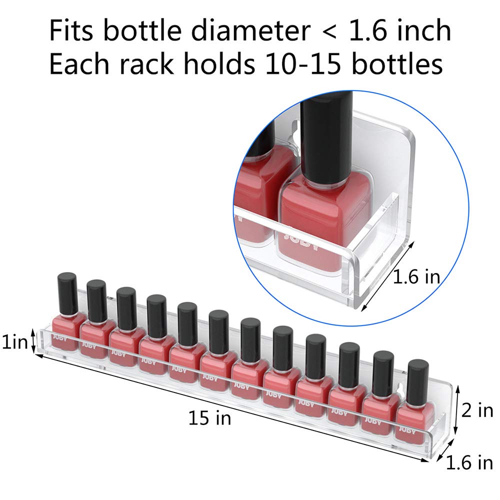 Niubee - 6 Pack Wall Mounted Nail Polish Rack With Anti-Slip Inserts