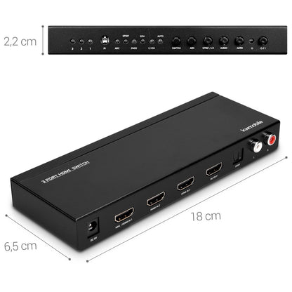 Kwmobile - Full HD 4K HDMI 3x1 ARC Audio Extractor With Remote