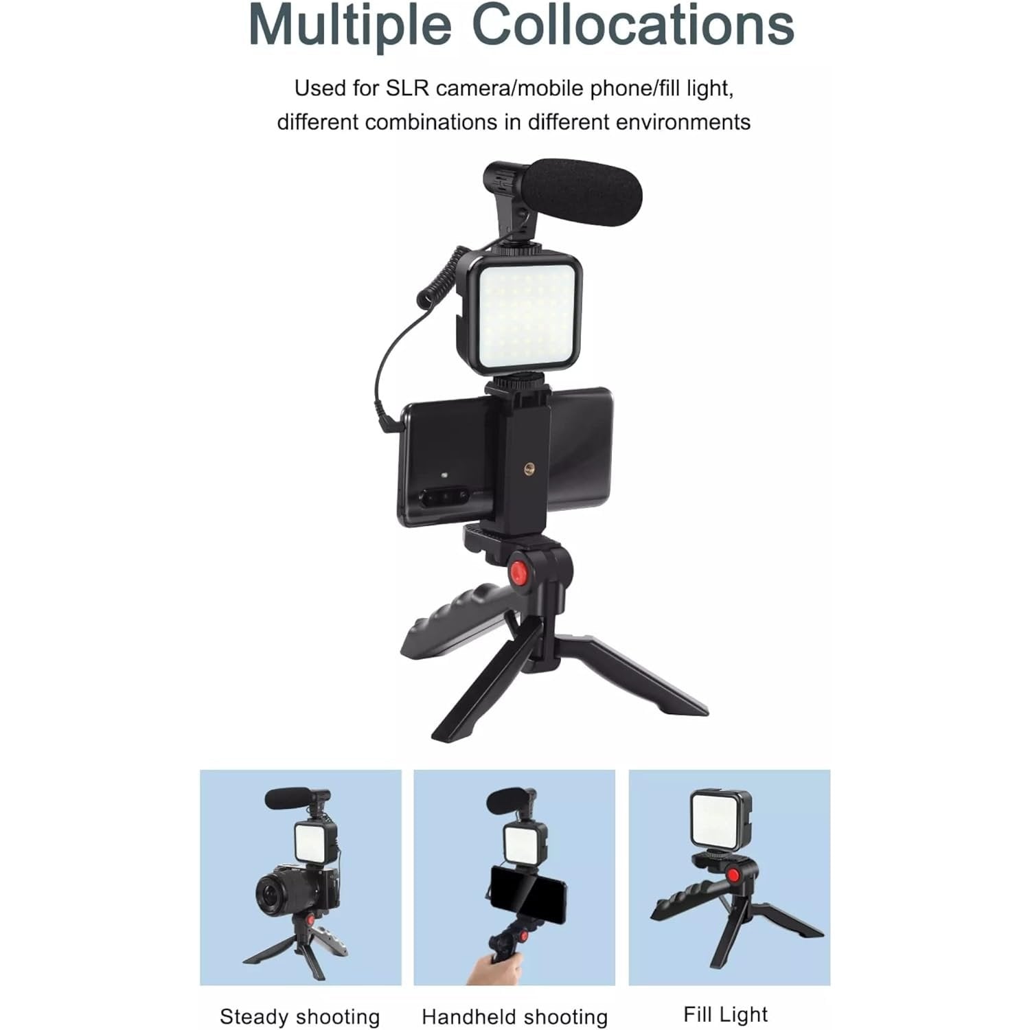 Ay-49 - Video Vlog Tripod Kit With Microphone And Light For Live Broadcast