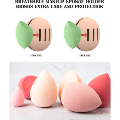 Fvion - Trendy Silicone Makeup Sponge Holder, Beauty Blender Travel Case (Khaki)