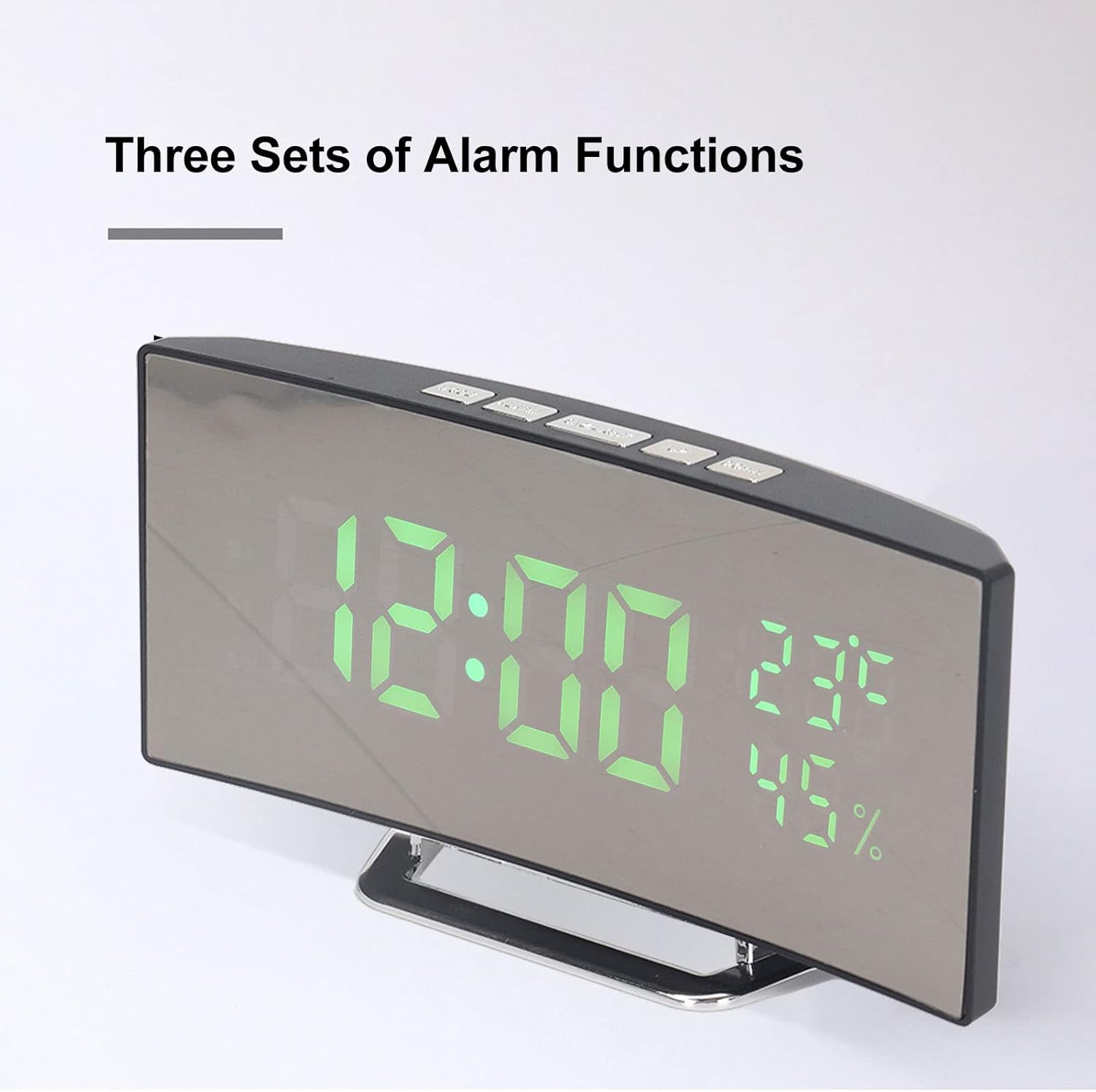 Cyrank - Digital Mirror Alarm Clock With Large LED Display (Green Light)