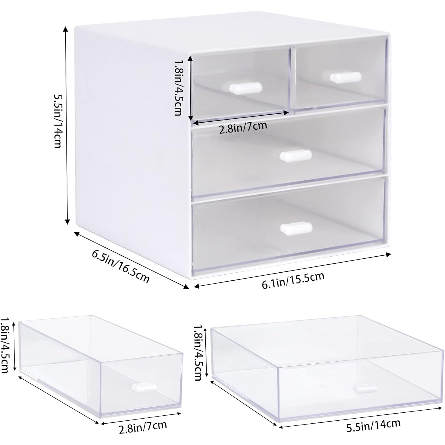 Zyners - Desk Organizer With 4 Drawers, Office & Home Storage Box (White)