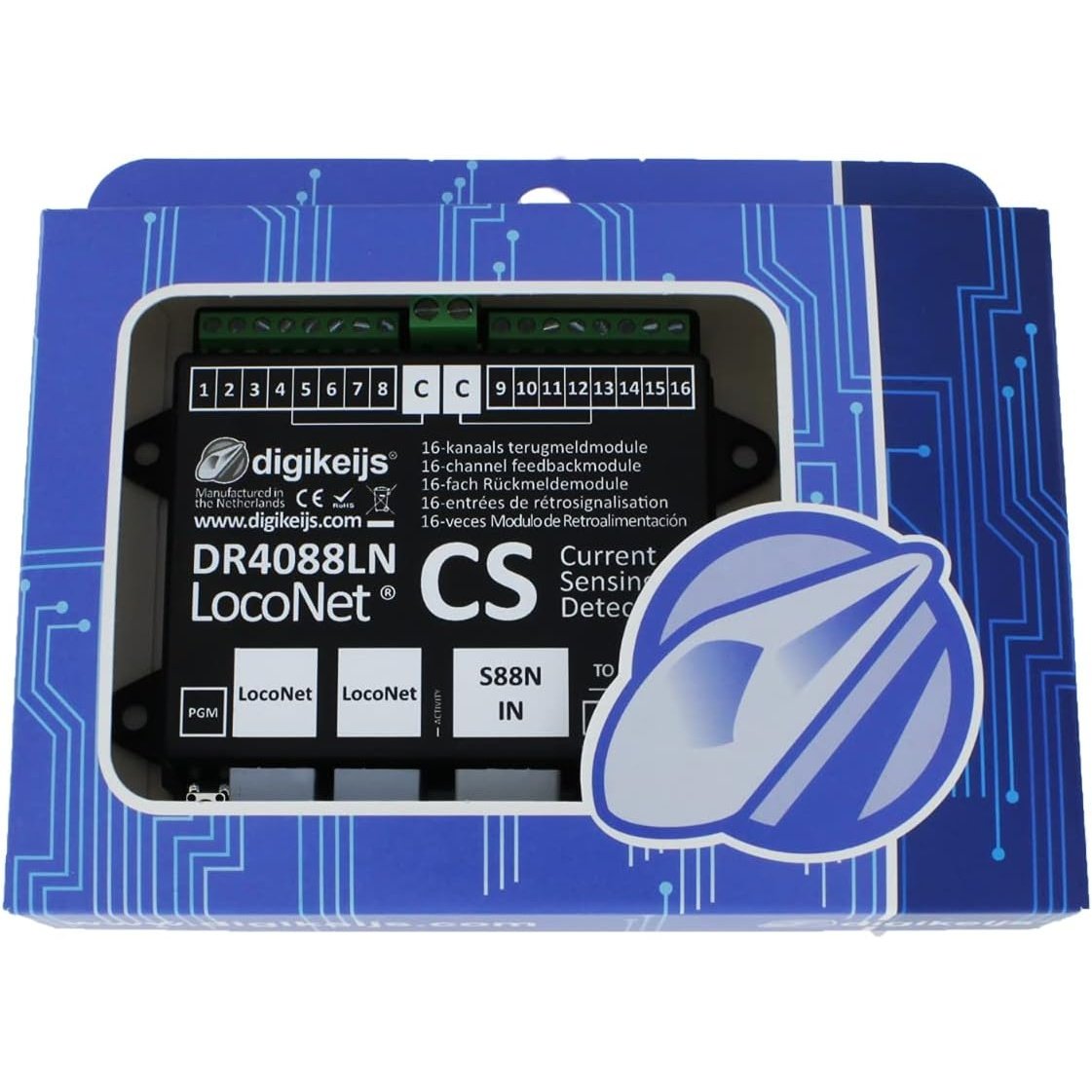 Digikeijs - Dr4088Ln-Cs 16-Channel Feedback Module Loconet With S88N Master