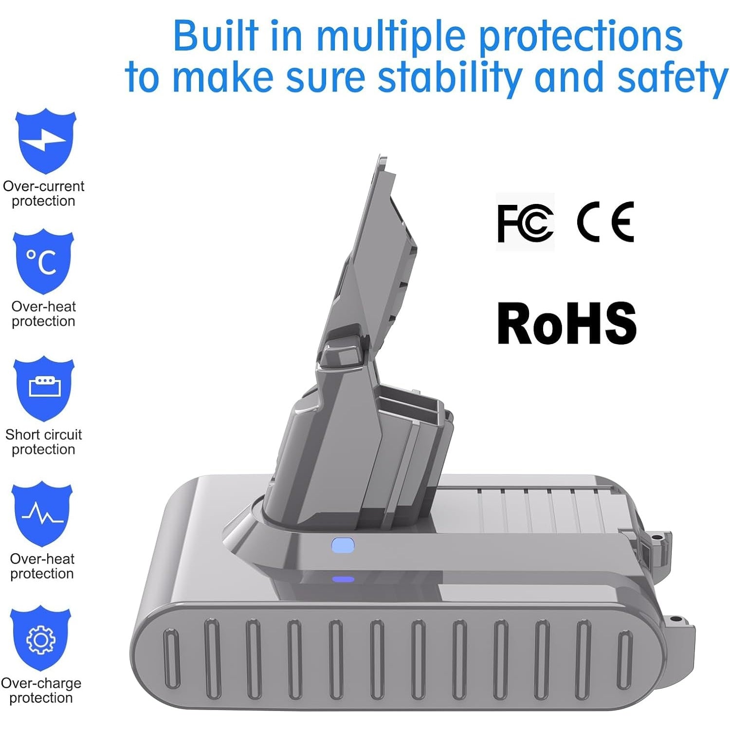 Powtree - Upgraded 6000mAh 21.6V V7 Battery Replacement for Dyson V7 Vacuum