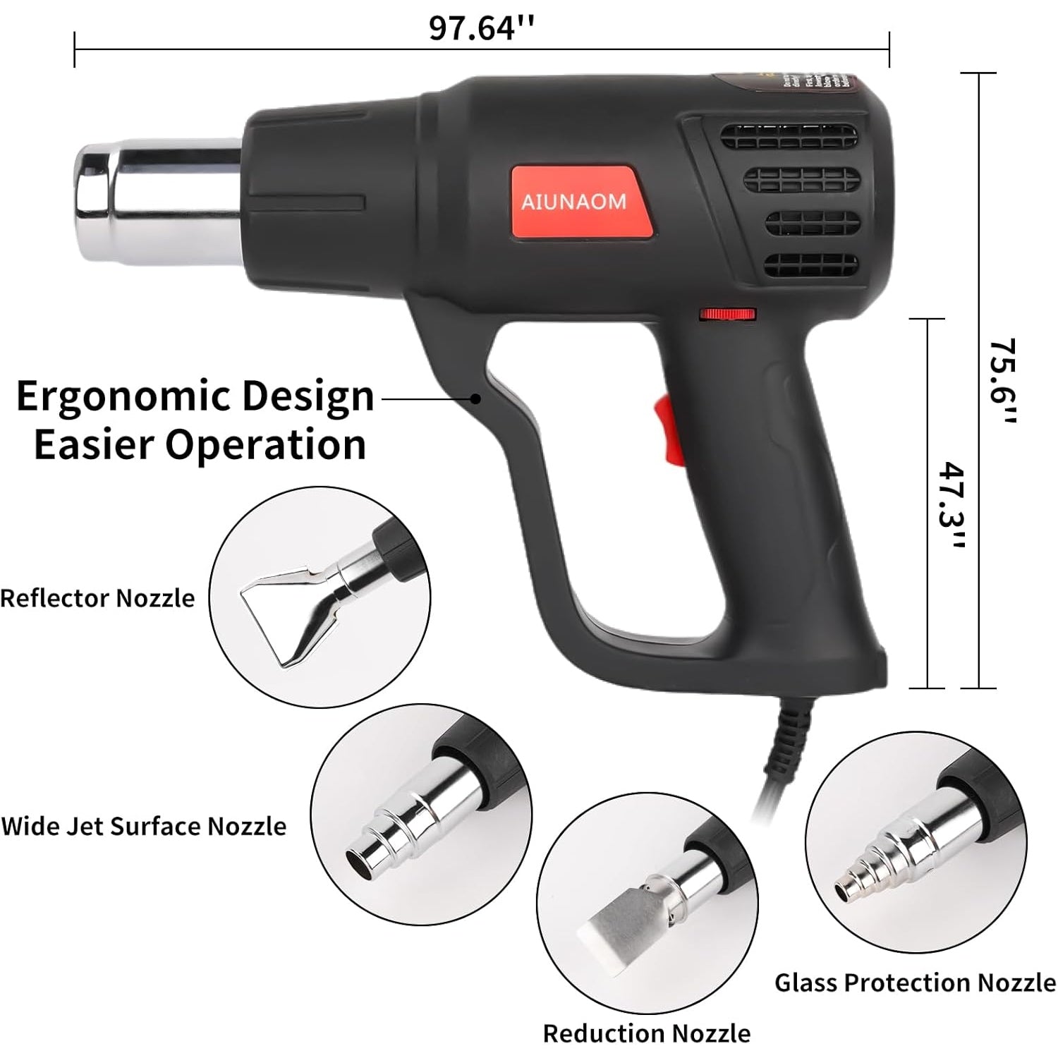 Aiunaom - 2000W Heat Gun With Adjustable Temperature And Overload Protection