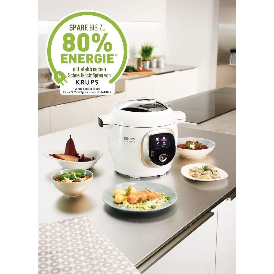 Krups - Cz7101 Cook4Me+ Multi Cooker, 1600W, 6L, White/Gray