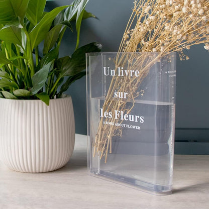 Clear Book - Artistic Acrylic Flower Vase For Home & Office Decor