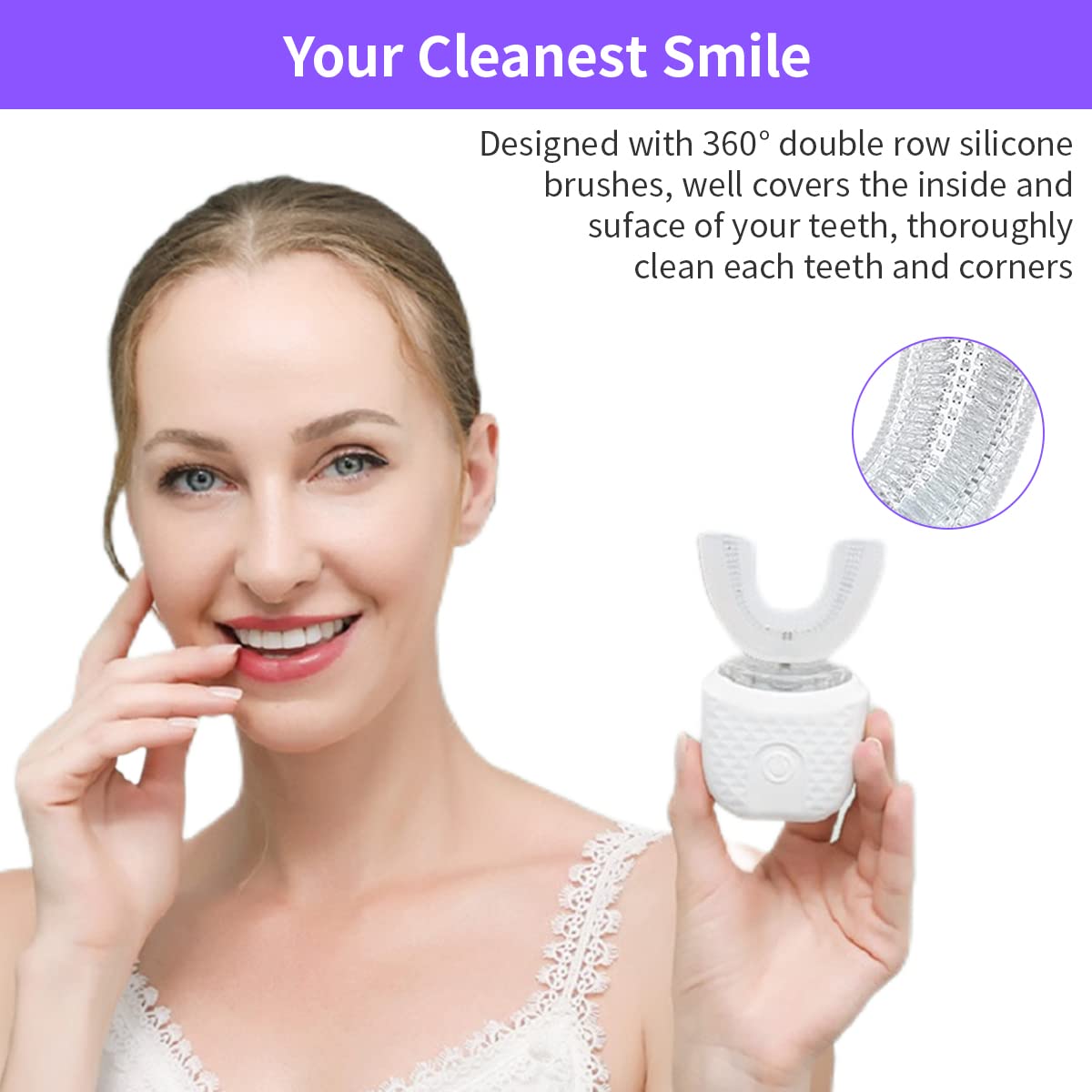 Raghu Trading Limited - HanneaÂ® Ultrasonic Teeth Cleaner U Shaped Electric Toothbrush