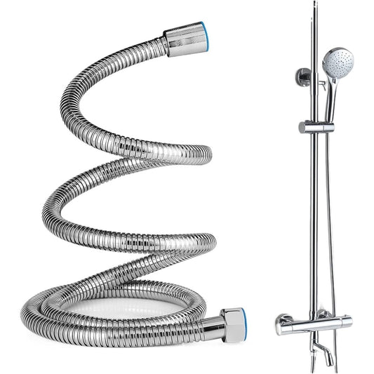 Remsey - 1.5M Stainless Steel Shower Hose Flexible Water Pipe Silver G1/2 Universal