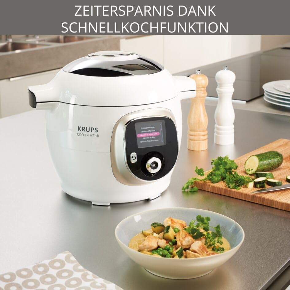 Krups - Cz7101 Cook4Me+ Multi Cooker, 1600W, 6L, White/Gray