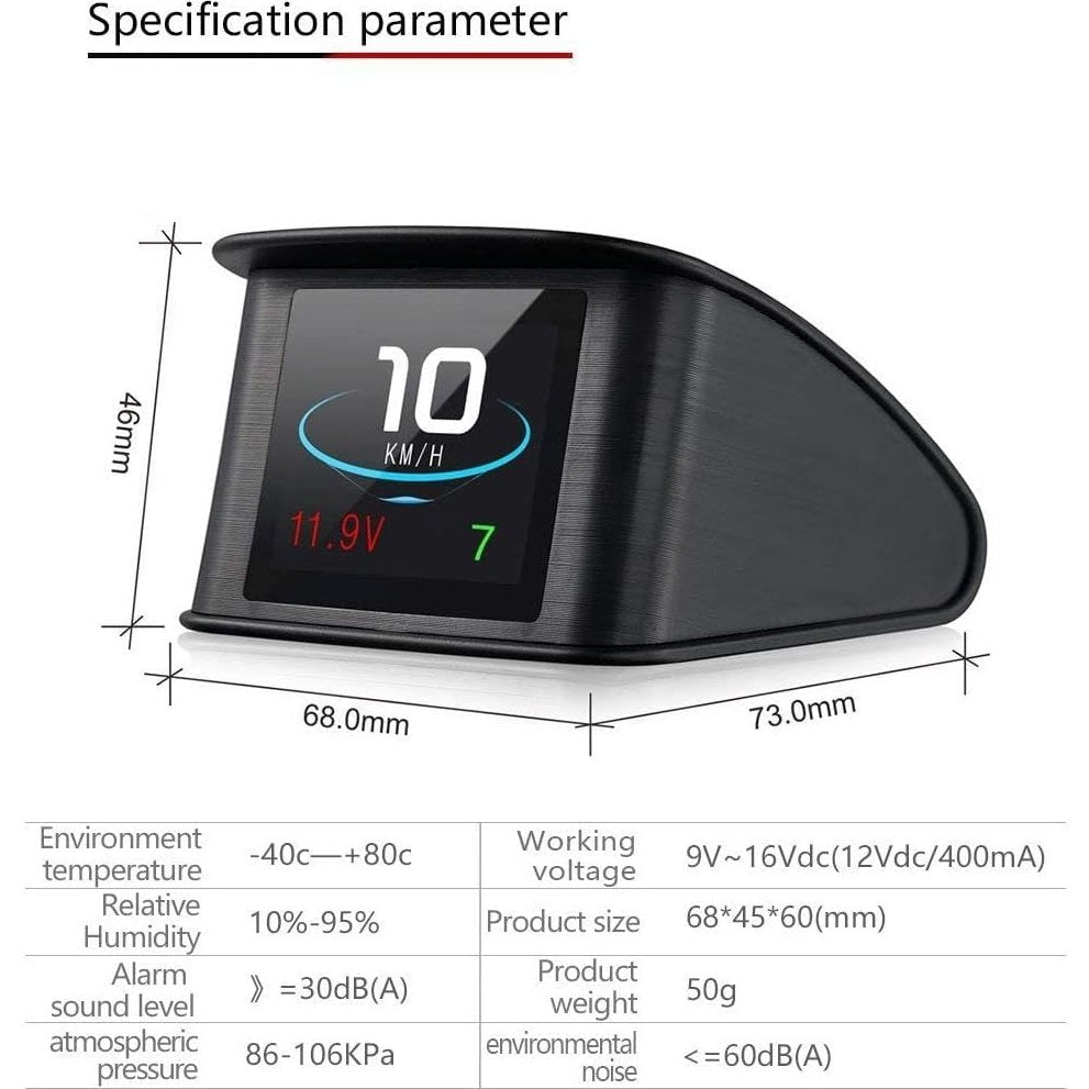 Timprove - T600 Universal Car HUD GPS Speedometer with Overspeed Alarm