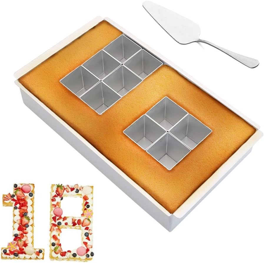 O-Kinee - Adjustable Aluminum Number & Letter Cake Pan For Birthdays & Weddings