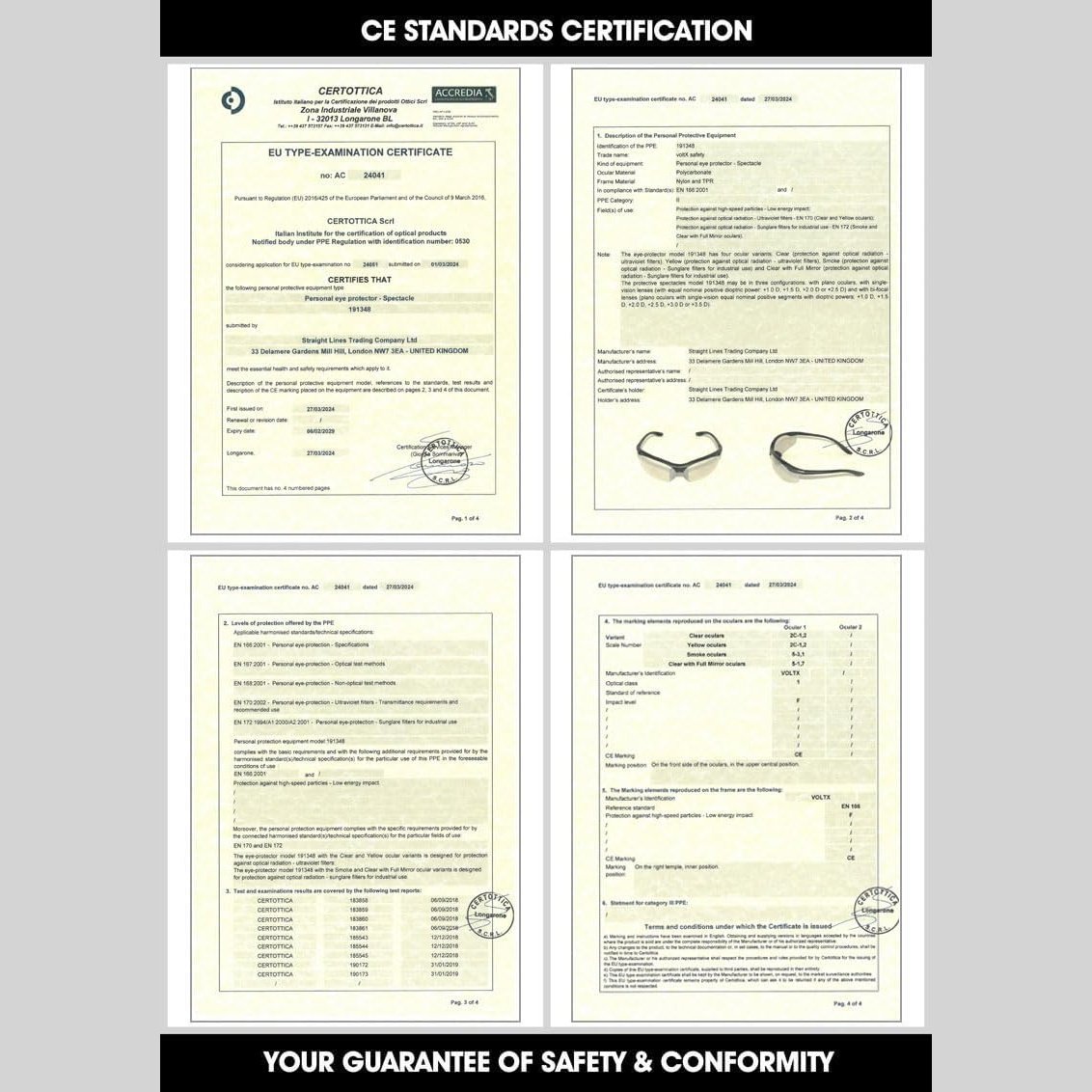 Straightlines - Voltx 'Constructor' Bifocal Reading Safety Glasses +1.5 Dioptre