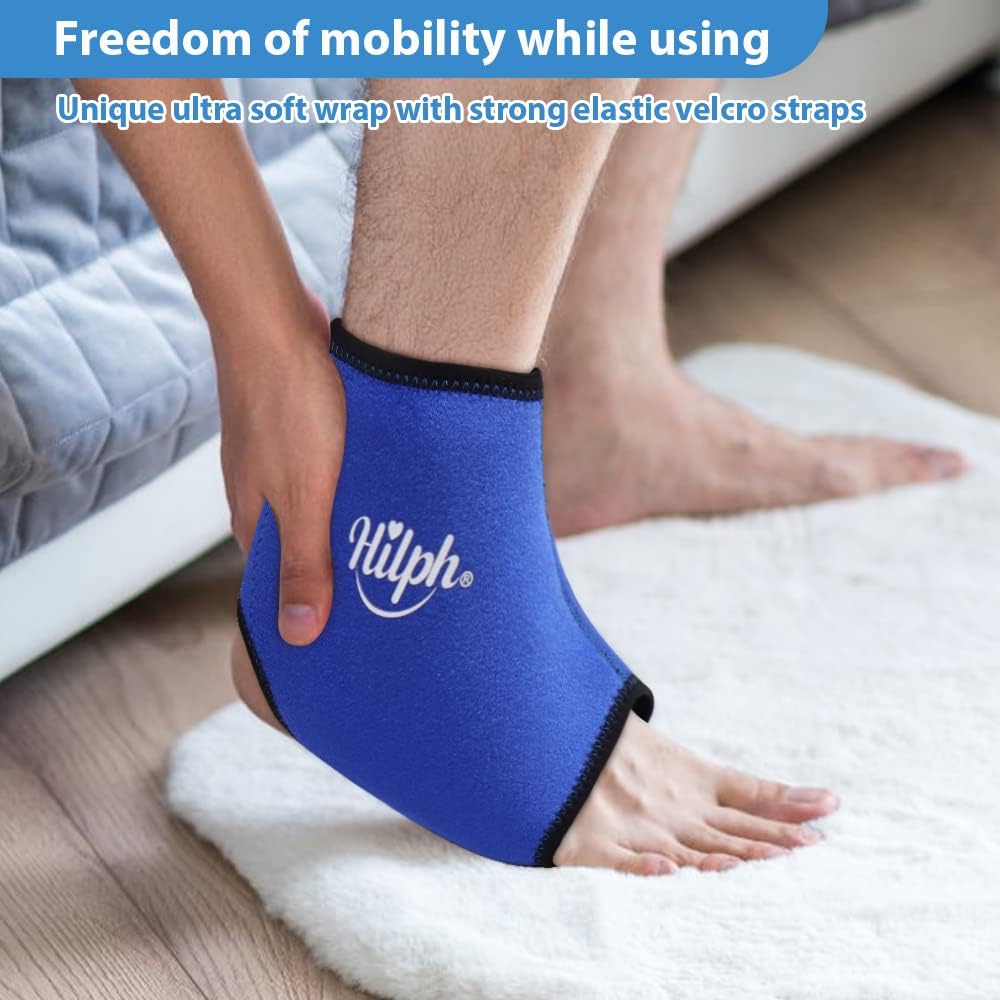 Hilph - Extra Large Ankle Ice Pack Wrap With 2 Hot Cold Packs For Injuries