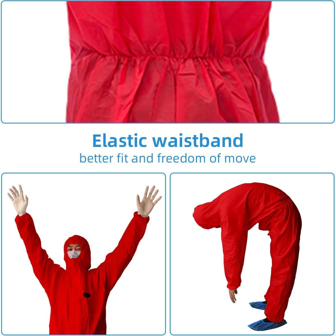 Vicogard - Disposable Protective Overalls With Hood, Red, Large