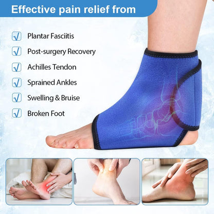 Hilph - Extra Large Ankle Ice Pack Wrap With 2 Hot Cold Packs For Injuries