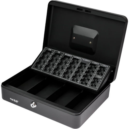 Hmf - Lockable Cash Box With Coin Counting Board Black