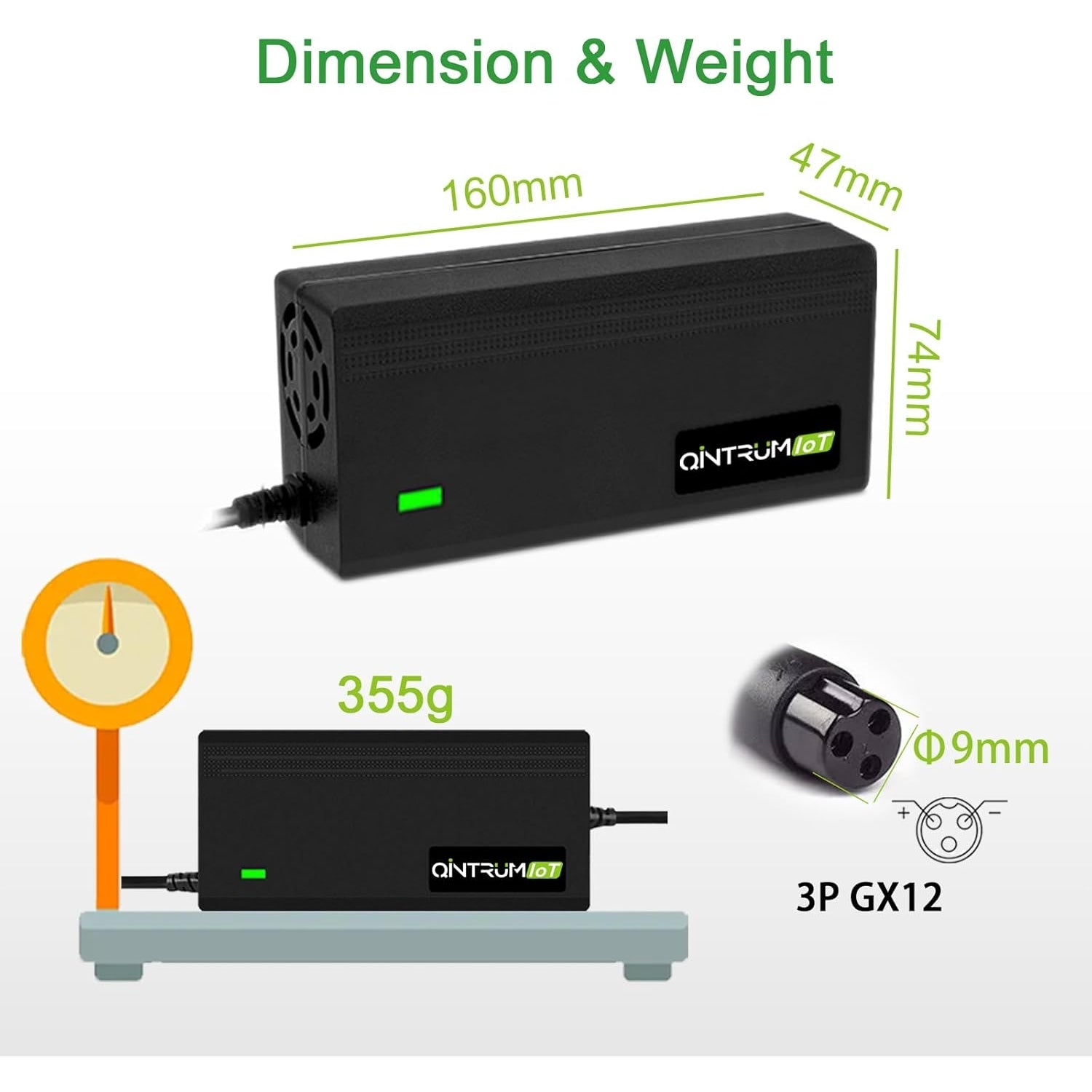 Qingchuan Technology - Qintrumiot 42V 3A Charger With GX12 Connector