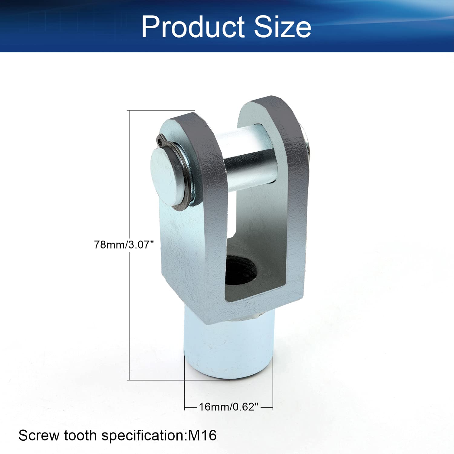 Bettomshin - Air Cylinder Rod Clevis End 78mm M16x1.5 Female Thread Y Connector