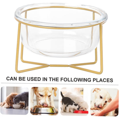 Beavorty - 3 Pcs Glass Pet Feeding Bowls With High Base