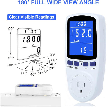 Mecheer - Upgraded Watt Meter Power Plug With Backlight & Overload Protection