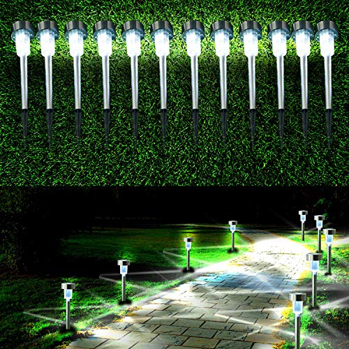 SolarGlow - Solar Powered LED Garden Lights, Waterproof Stainless Steel, 12 Pack