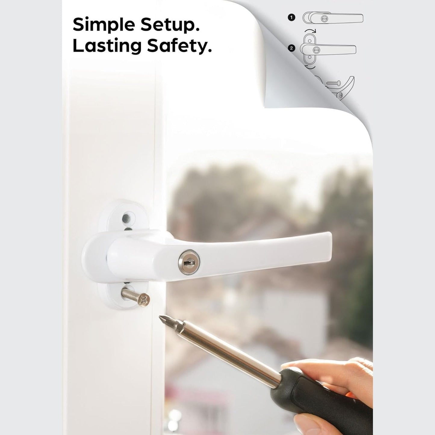 Nibo - Lockable White Child Safety Window Handles With Key