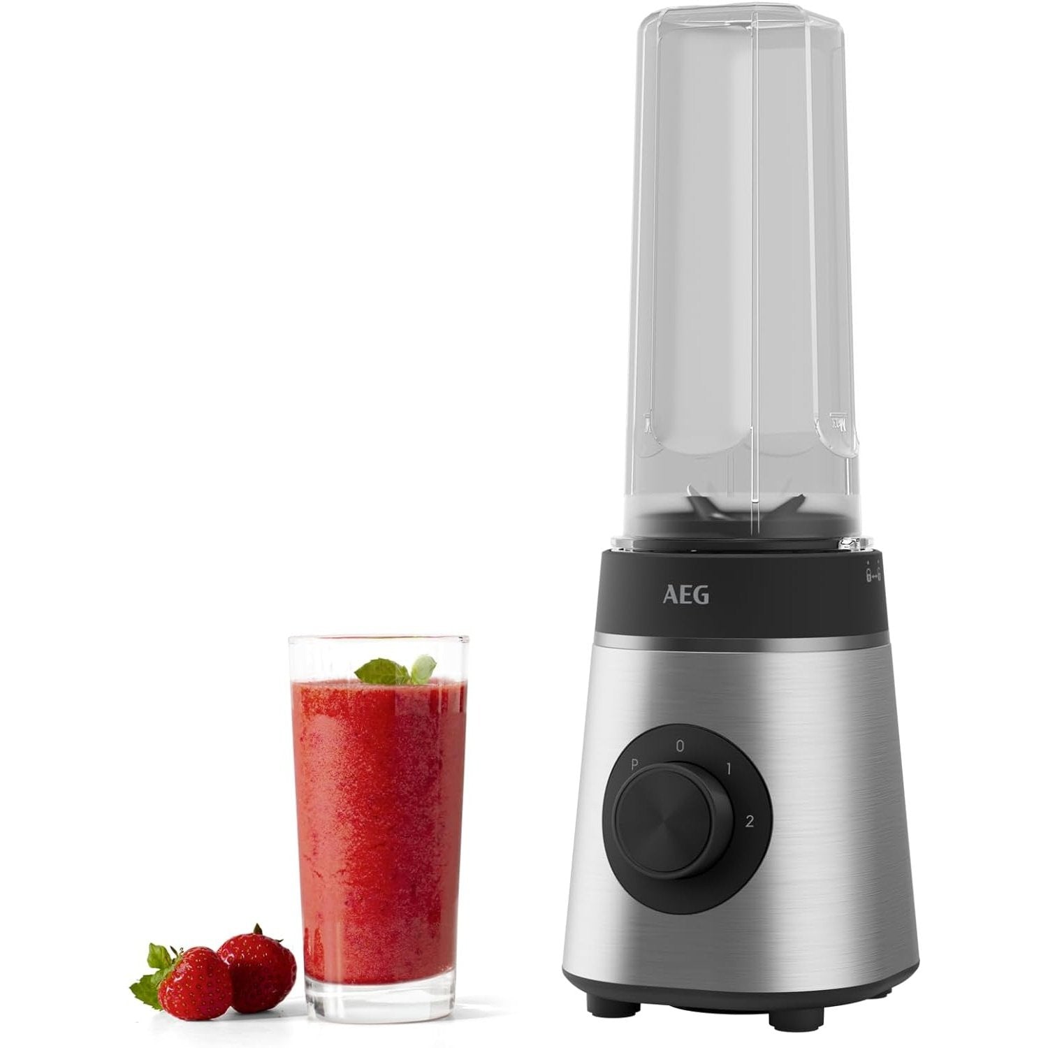 Aeg - Minimixer Sb4-1-4St Mixer, 350W Motor, 23000Rpm, 2 Dishwasher Safe Bottles, Bpa Free