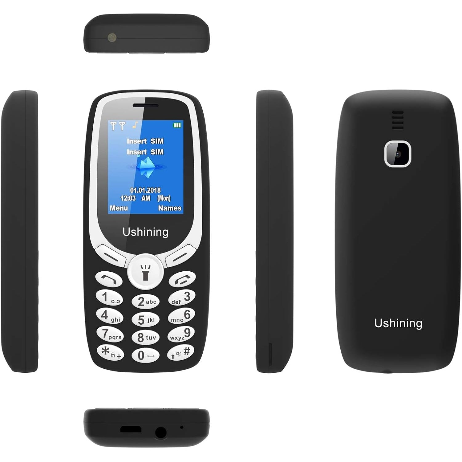 Wemat - Senior Mobile Phone With Large Buttons, Torch, Camera, FM Radio, Dual SIM, Black