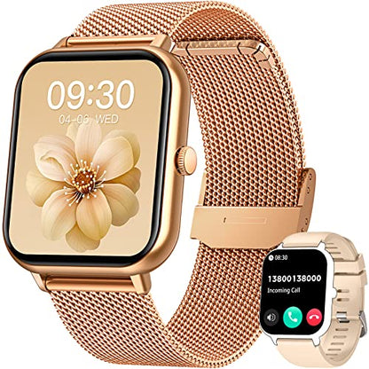 Reloj inteligente para mujer de 1.83 pulgadas con funciones de rastreo de ejercicios, monitor de presión arterial y oxígeno en sangre, compatible con dispositivos Android e iOS, que permite realizar y recibir llamadas a través de Bluetooth.