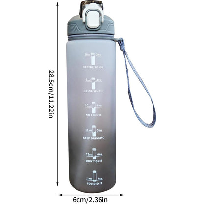 Dosulou - Large Fitness Water Bottle With Time Marking, Straw, And Carry Strap