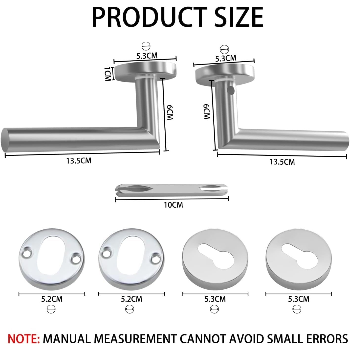 Intirilife - Double-Sided Silver Stainless Steel Door Handle Set With Screws