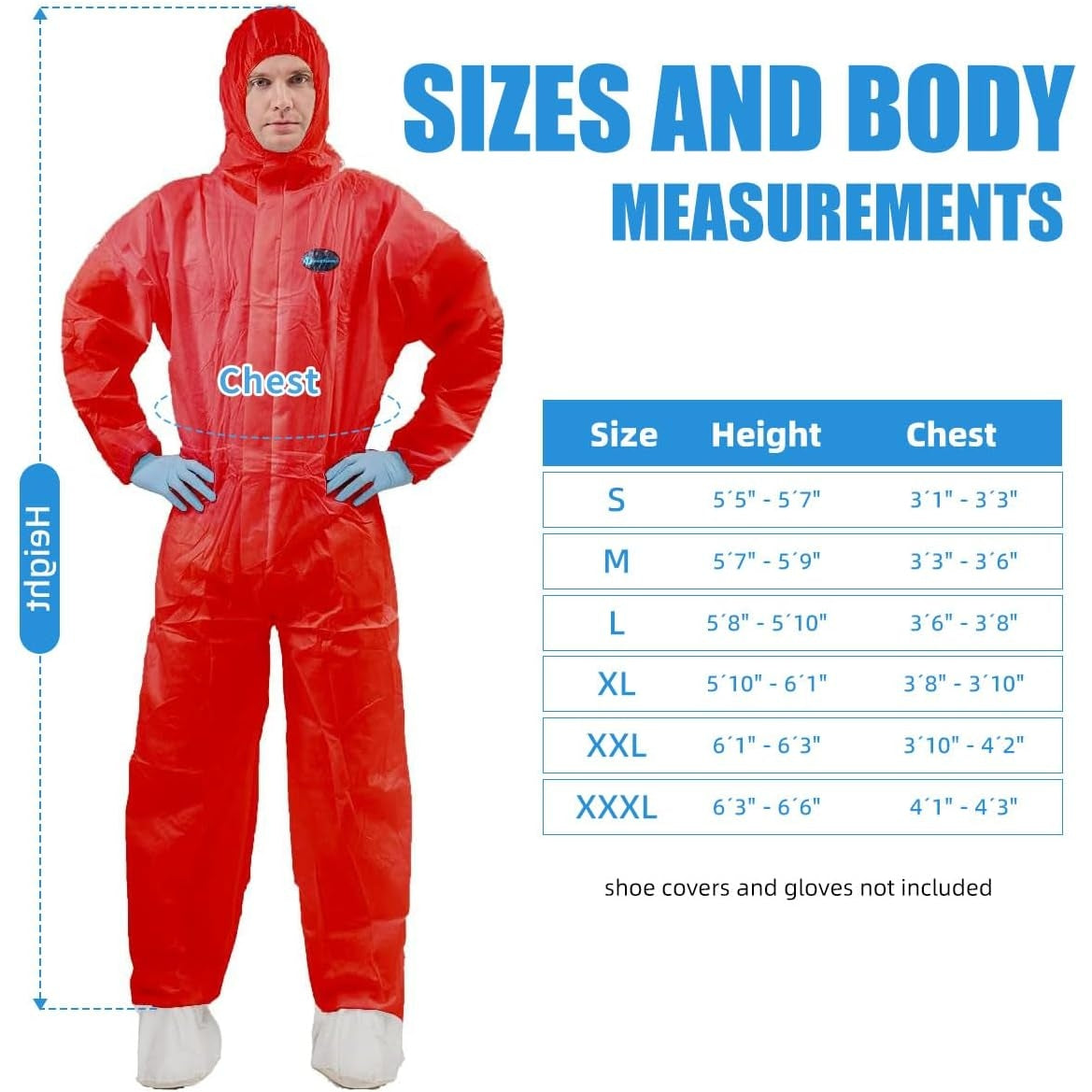 Vicogard - Disposable Protective Overalls With Hood, Red, Large