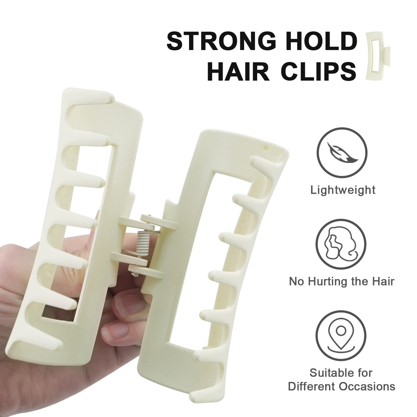 Maorulu - Large Banana Hair Claw Clips For Thick Hair (Beige)