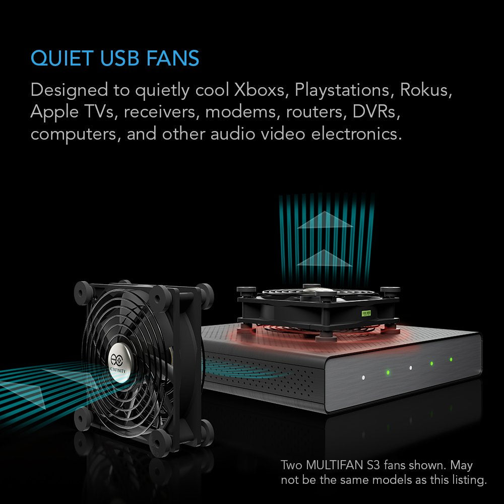 Ac Infinity - Multifan S4 Quiet 140Mm Usb Fan For Receiver Dvr Playstation Xbox