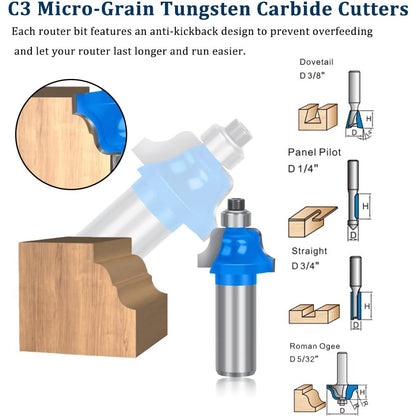 Mayline-Tech - 26 Pcs Tungsten Carbide Router Bit Set