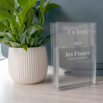 Clear Book - Artistic Acrylic Flower Vase For Home & Office Decor