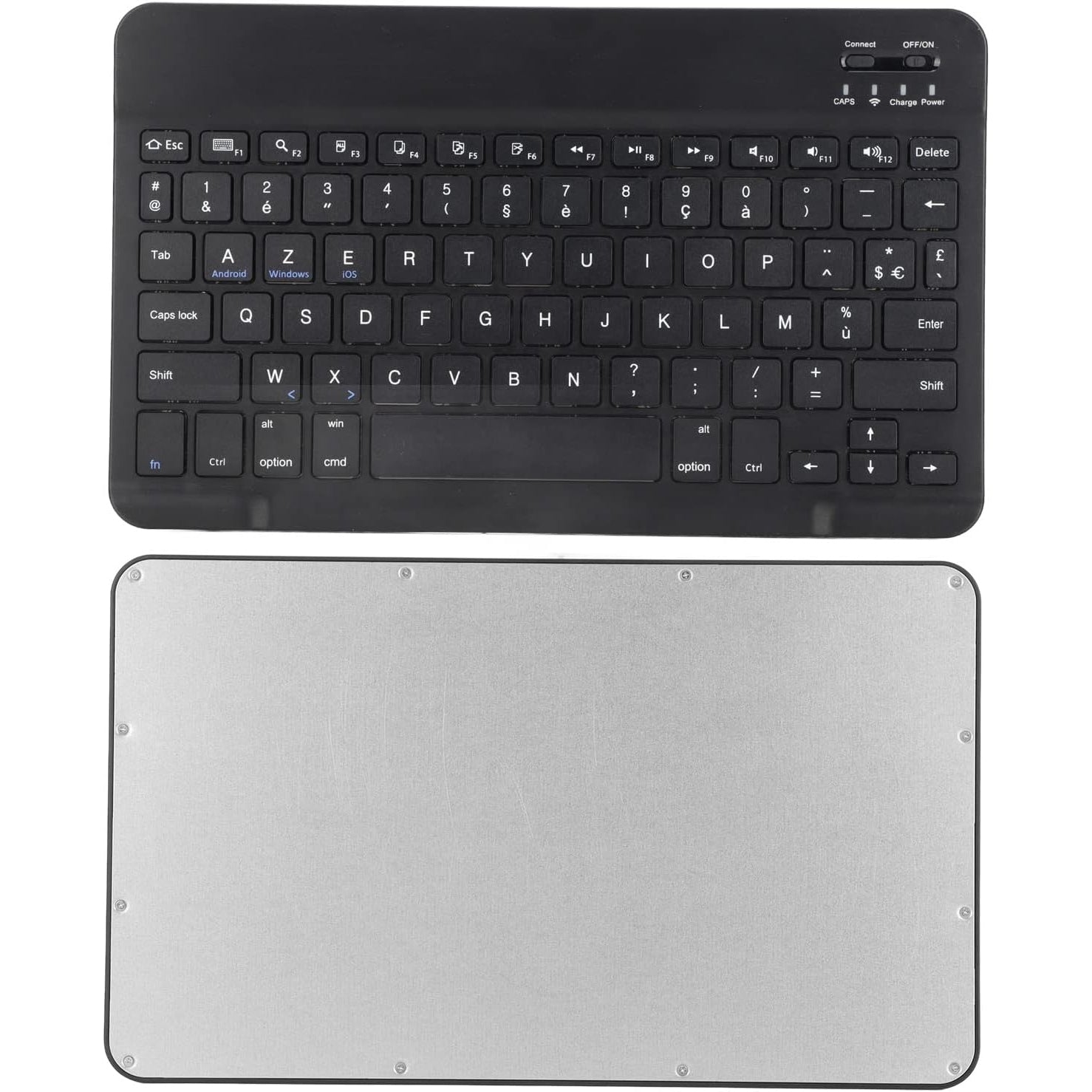 Bewinner - Wireless French Azerty Bluetooth Keyboard, 10-Inch Slim Portable (Black)