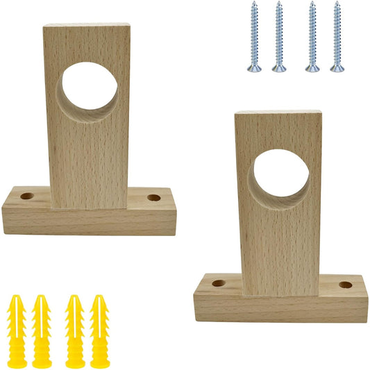 Yuqim - Wooden Ceiling-Mount Curtain Rod Brackets (2 Pcs)