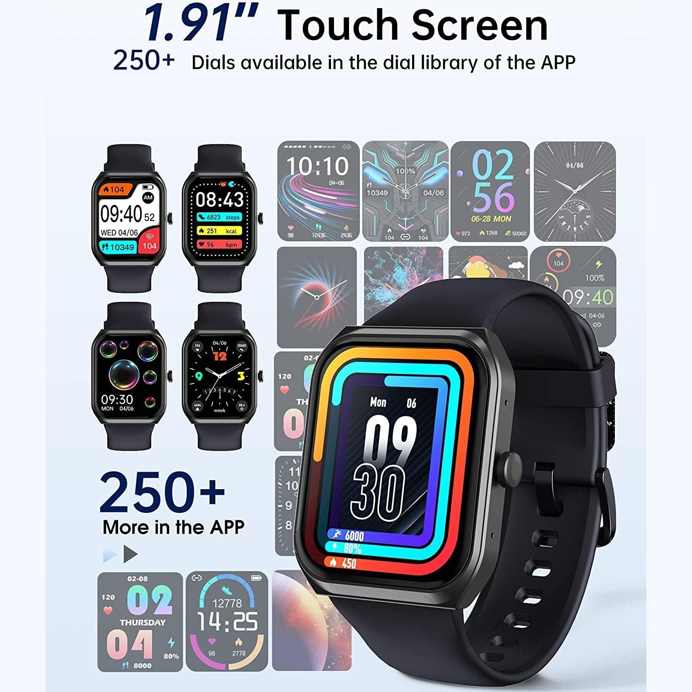 Tuyoma - Smart Watch 1.91" With Heart Rate, Blood Oxygen, Sleep Tracker, Phone Call