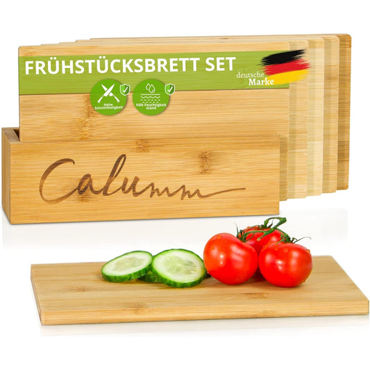 Calumm - Breakfast Board Set With Bamboo Stand, Antibacterial, Versatile