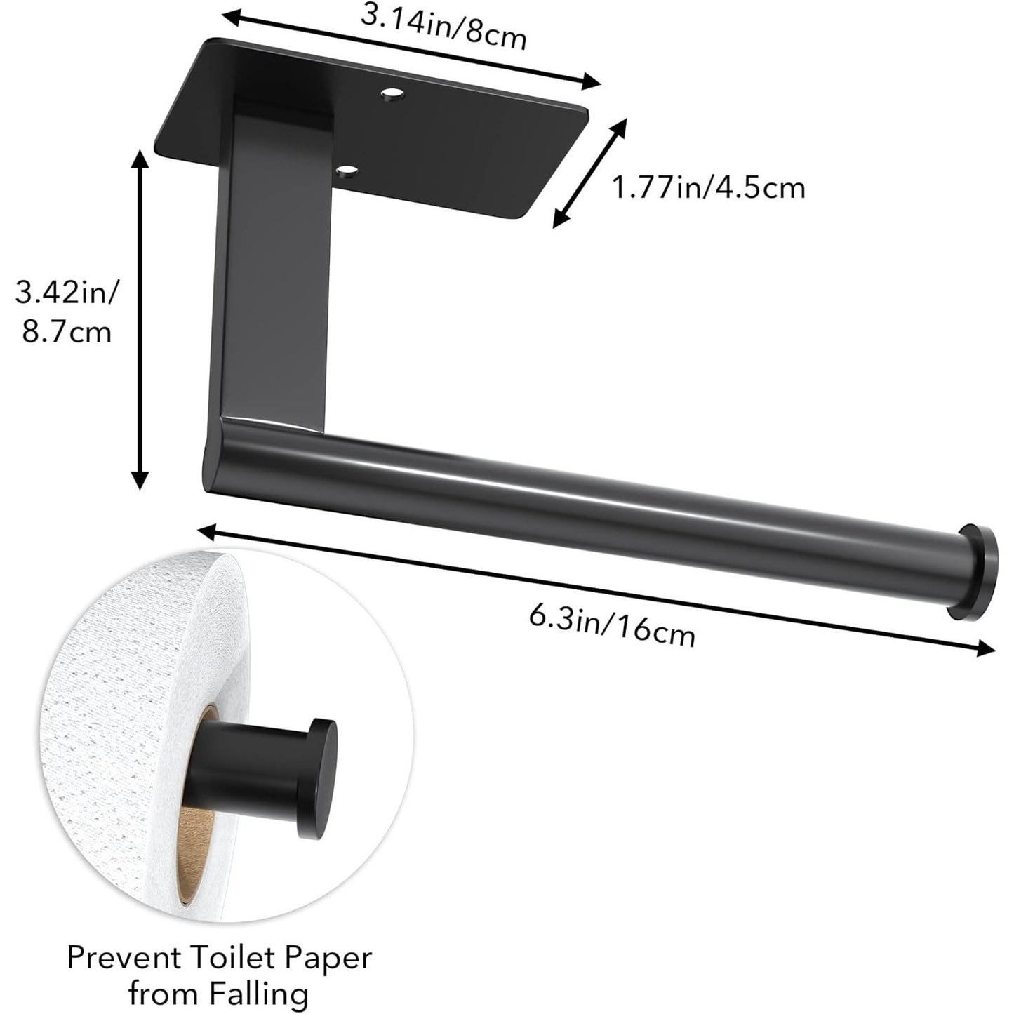 Amazon Basics - Matte Black Self-Adhesive Toilet Paper Holder