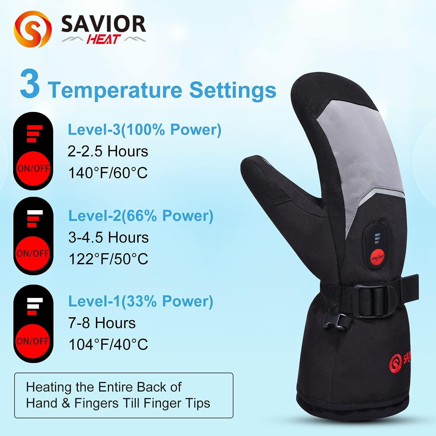 Skyfox - Heated Ski Gloves With 7.4V Rechargeable Battery