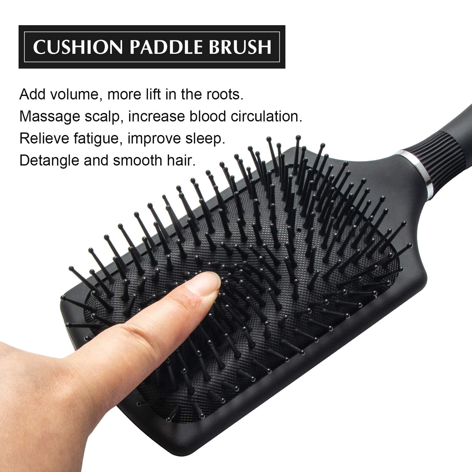 Fixbody - Paddle Brush With Large Cushion, Smoothing Detangling For Long Thick Hair