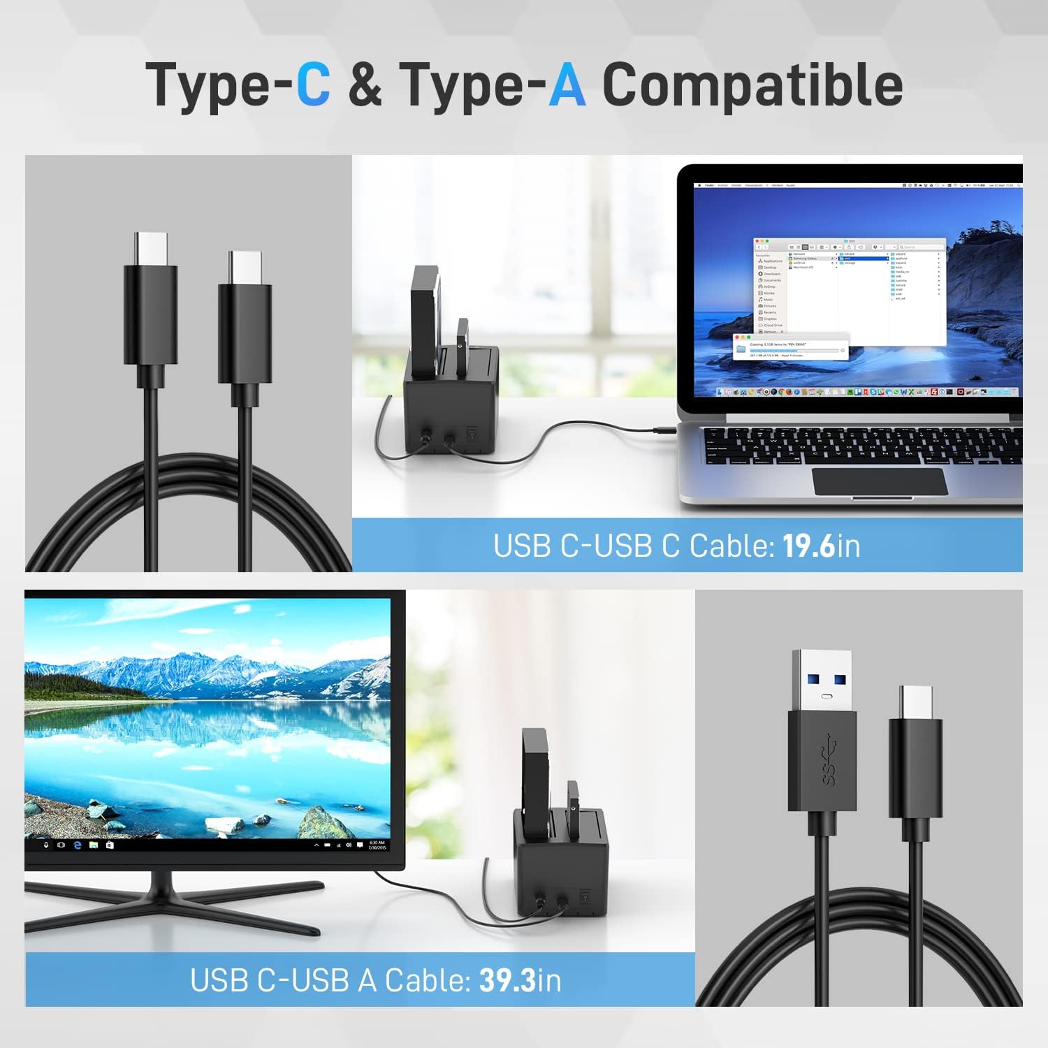 Fideco - USB 3.2 Gen 1 Hard Drive Docking Station with Duplicator and UASP Support