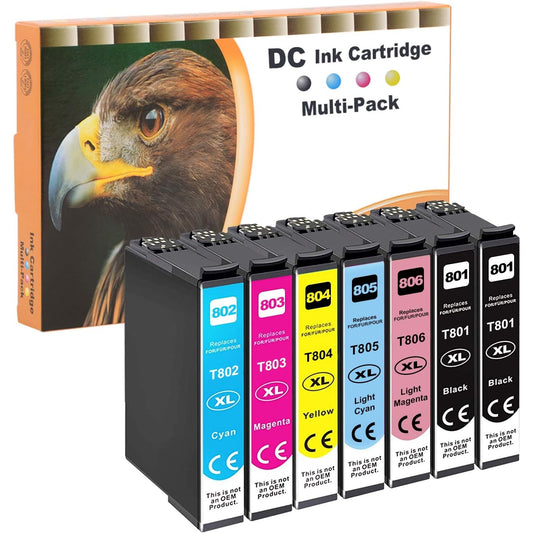 D&C - 7X Printer Cartridges Compatible With Epson 80Xl T-801 T-802 T-803 T-804