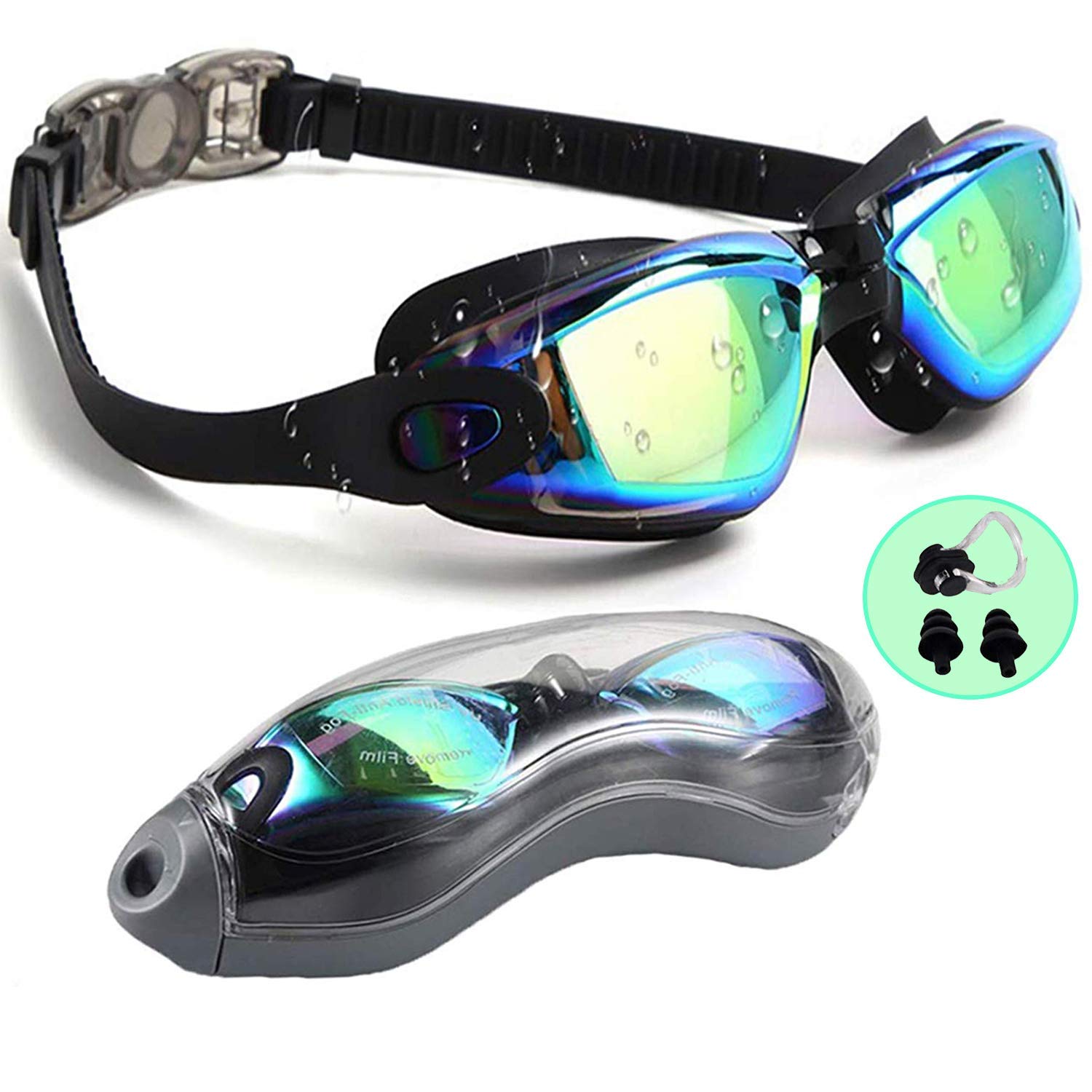 Conquer - Mirrored Swimming Goggles, 3 Sizes, Anti-Fog, UV Protection